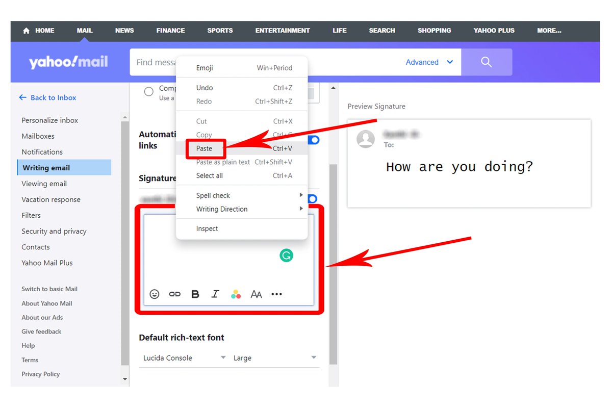 ArtlogoC's tweet image. 5/7:

🐾Step 4:

🔘Paste the HTML code into the signature area.

🔘You can right-click to &quot;Paste&quot; or press Ctrl+V (Cmd+V for Mac).

🔘There is no need to save, it auto-saves.

#EmailMarketingTools #HTMLSignature