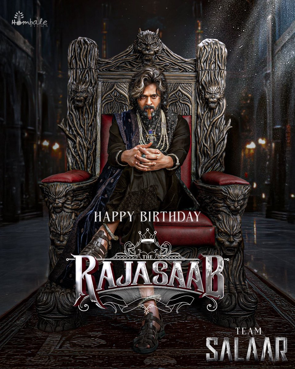 The majestic #RajaSaab looks absolutely stunning 🔥
Our Rebel Star #Prabhas in a never-before-seen avatar. 

Wishing our DEVA a very Happy Birthday - Team #Salaar