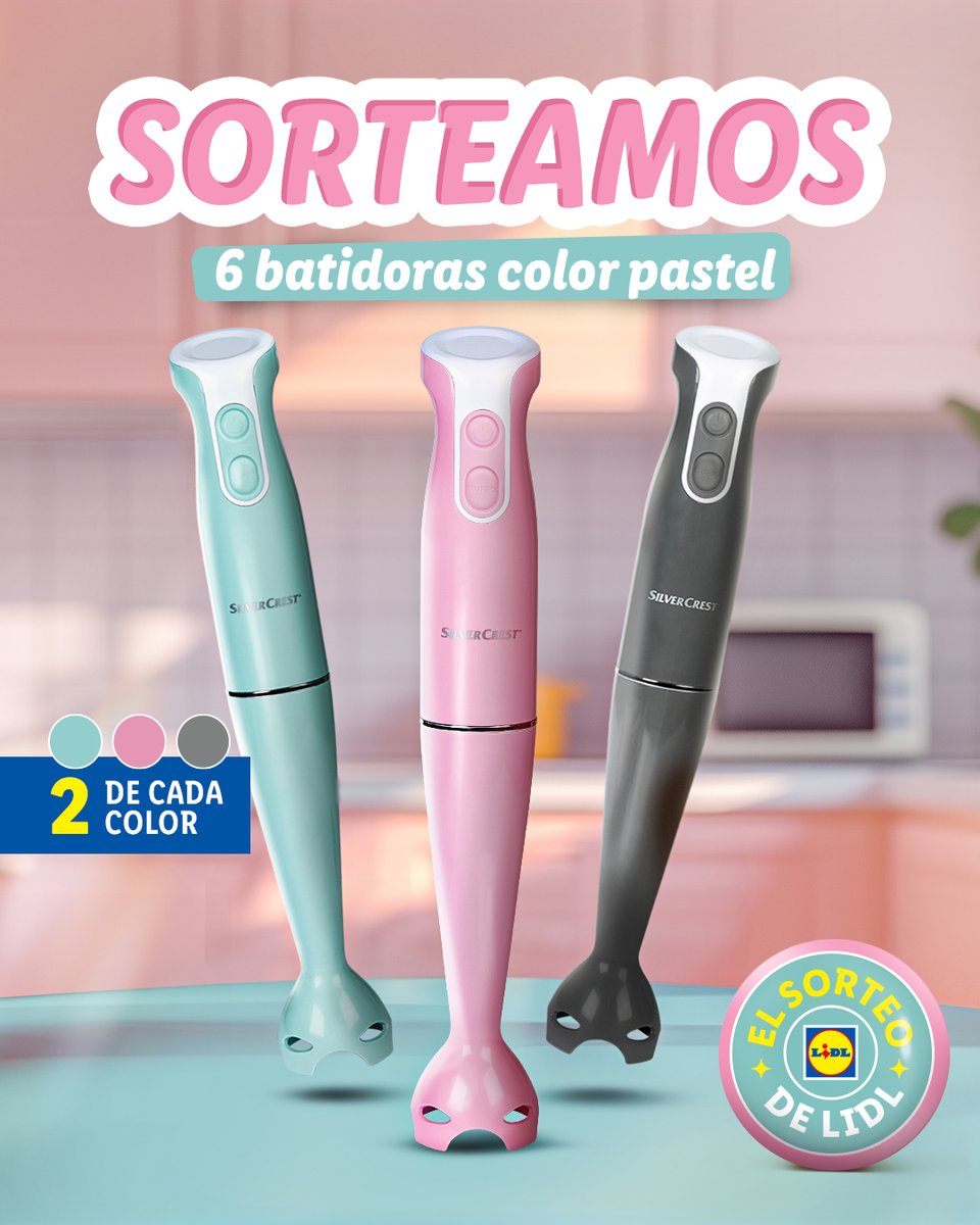 🧑🏻‍🍳 SORTEAMOS 6 BATIDORAS DE MANO 🧑🏻‍🍳

Para participar, solo tienes que:
✅ Seguir a @Lidlespana.
❤️ Dar like a esta publicación.
🔁 Hacer RT de esta publicación.
💬 Usar el hashtag #LasBatidorasDeLidl y mencionar a esa persona que batiría récords usando la batidora en la cocina.