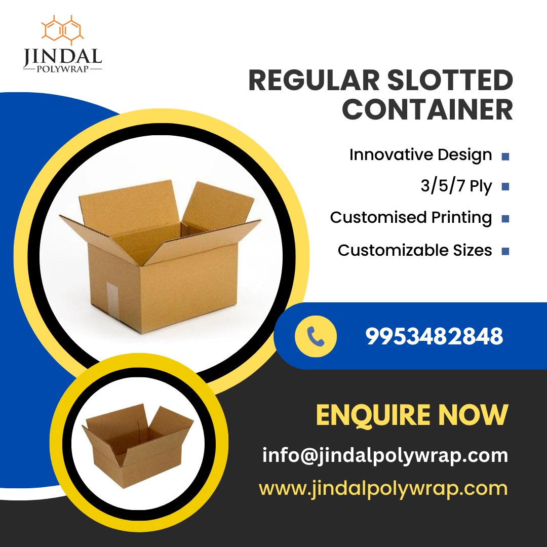 JindalPolywrapp's tweet image. REGULAR SLOTTED CONTAINERS

Call us at: +91-9953482848
Email us at: info@jindalpolywrap.com; jindalpolywrap@gmail.com
Visit Website: jindalpolywrap.com

#regularslottedcontainers #corrugatedboxes #shippingcontainers #sustainablepackaging #boxdesign #cardboardbox