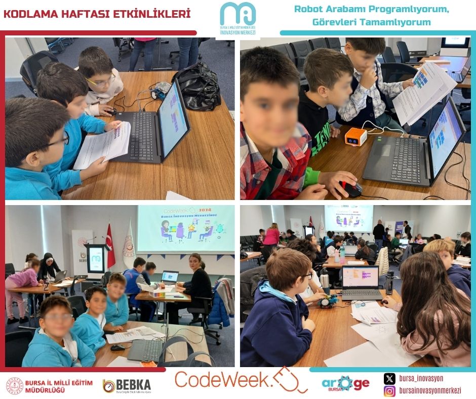 bursailmemarge's tweet image. Kodlama Haftası #CodeWeek2024 kapsamında İnovasyon Merkezimizde hazırlanan etkinliklerin 1. gününde ilkokul öğrencilerimiz robot arabalarını kodlayarak verilen görevleri yerine getirdi, programlama becerilerini geliştirdi🤖
@bursailmem16
@TCBEBKA
@Alireisoglu34
@CodeWeekEU