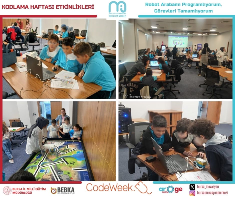bursailmemarge's tweet image. Kodlama Haftası #CodeWeek2024 kapsamında İnovasyon Merkezimizde hazırlanan etkinliklerin 1. gününde ilkokul öğrencilerimiz robot arabalarını kodlayarak verilen görevleri yerine getirdi, programlama becerilerini geliştirdi🤖
@bursailmem16
@TCBEBKA
@Alireisoglu34
@CodeWeekEU