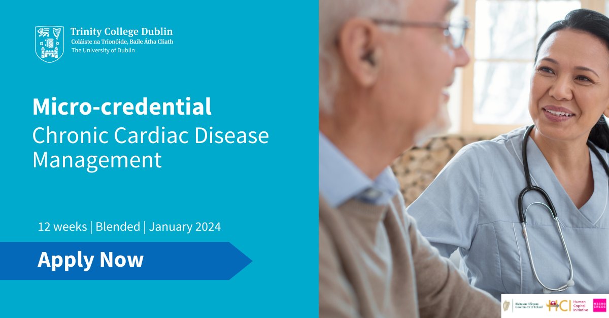 TCD Micro-credentials (@tcdmicrocreds) on Twitter photo Calling all registered nurses! 🚑
Expand your knowledge and expertise in chronic disease prevention and management in Cardiovascular care.
Led by Trinity experts from <a href="/TCD_SNM/">School of Nursing & Midwifery, TCD</a>
Applications for January intake are now open: bit.ly/3YAonZR Calling all registered nurses! 🚑
Expand your knowledge and expertise in chronic disease prevention and management in Cardiovascular care.
Led by Trinity experts from <a href="/TCD_SNM/">School of Nursing & Midwifery, TCD</a>
Applications for January intake are now open: bit.ly/3YAonZR