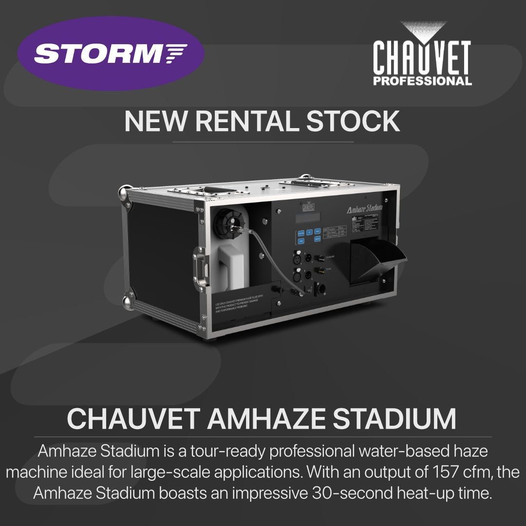Introducing the @chauvetpro Amhaze Stadium Hazer to our inventory.

The Amhaze Stadium is a tour-ready professional water-based haze machine ideal for large-scale applications. 

For more details, browse in our app or visit: stlx.uk/amhazestadium

#chauvet #chauvetlighting