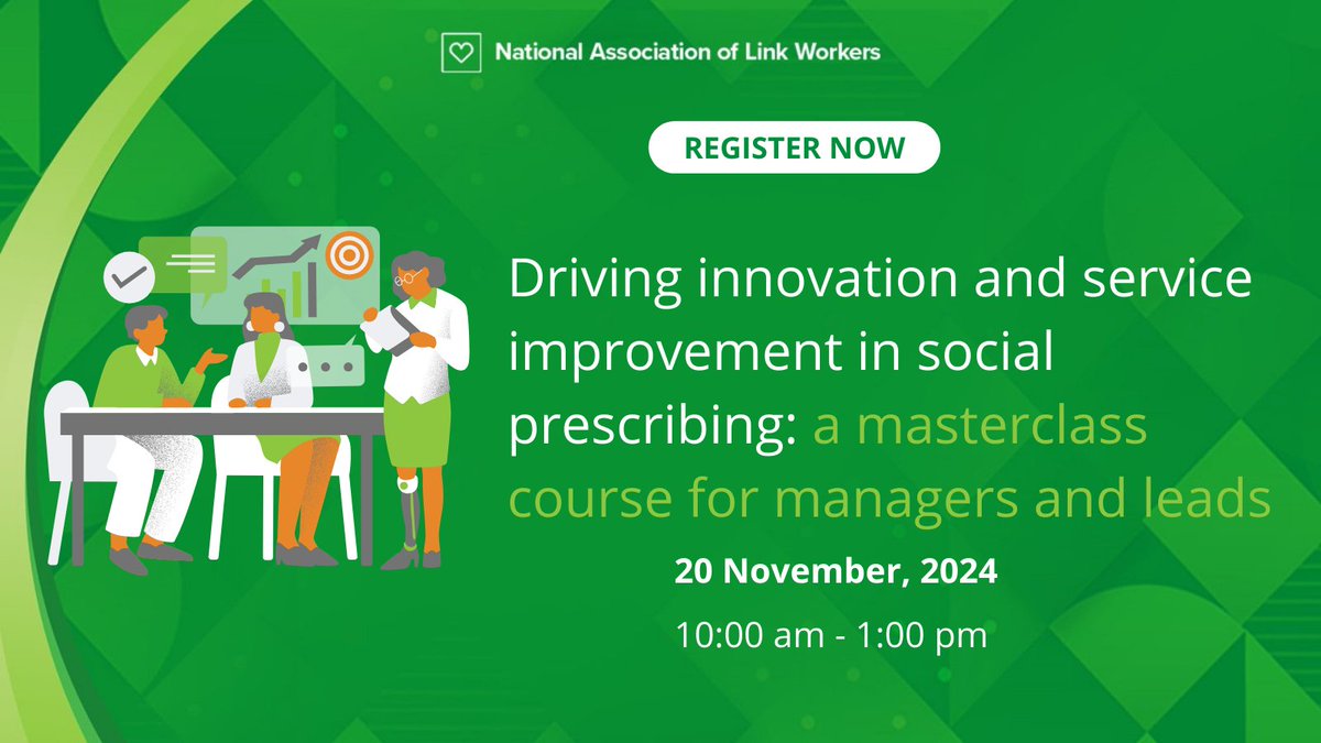 🚀 Managers &amp; Leads in #SocialPrescribing, this one's for you! 

Join our exclusive, free masterclass course on Driving Innovation &amp; Service Improvement in #SocialPrescribing!

🔗 Secure your spot now – spaces are limited: 
#CPD #HealthcareInnovation 
nalw.org.uk/events/driving…