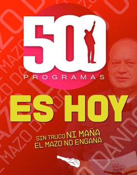 Maisanta_Pp's tweet photo. 🥳ES HOY...!! ES HOY...!!
No pierdas la edición N° 500 de tu programa @ConElMazoDando
¡LOS ESPERAMOS COMO SIEMPRE EN PRIMERA FILA!
@dcabellor
#500Programas #Mazo500 #Rusia #EsNoticia #EsHoy #RTMasivo #BRICS #Cuba #Venezuela #Diosdado #BritneySpears #Iran #23Oct https://t.co/0TCUza1UYz