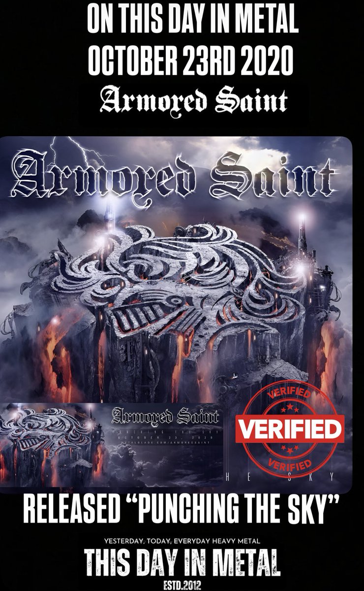 ThisDayInMETAL's tweet photo. Oct 23rd 2020 𝐀𝐫𝐦𝐨𝐫𝐞𝐝 𝐒𝐚𝐢𝐧𝐭 released the album “Punching The Sky” #Bubble #LoneWolf #Unfair #MissileToGun #HeavyMetal 

𝐃𝐢𝐝 𝐲𝐨𝐮 𝐤𝐧𝐨𝐰...
Dizzy Reed plays keyboards on the album. https://t.co/rcZpj5HMiT