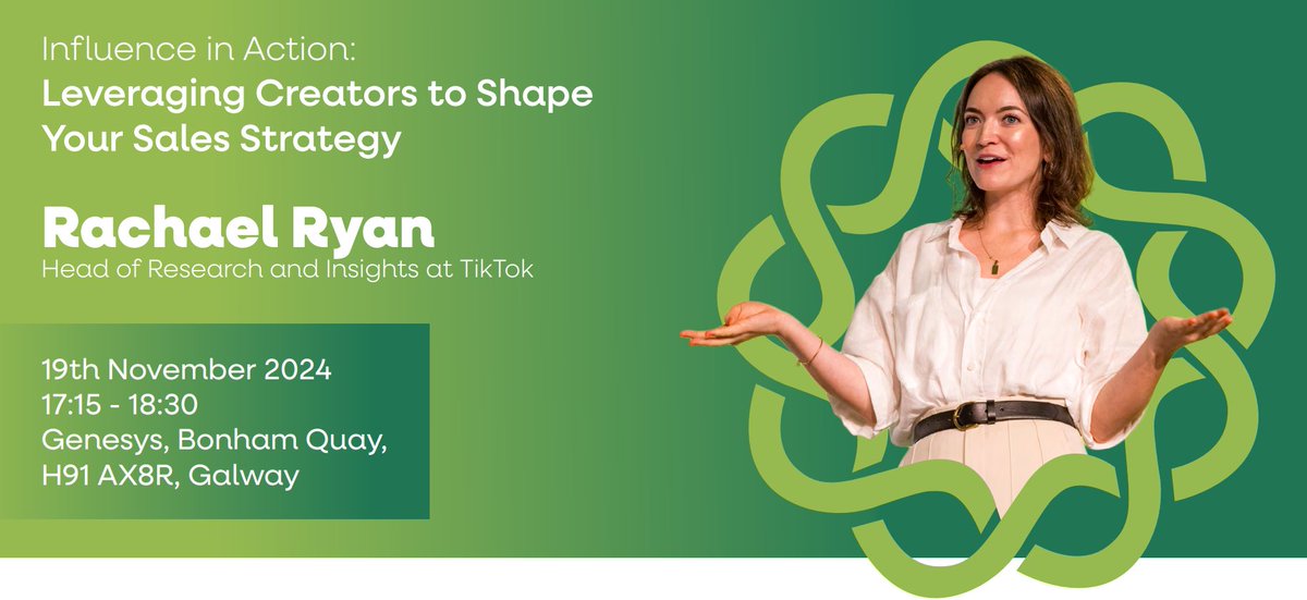 📢Free Masterclass &amp; Networking 📢

FREE TICKETS HERE! eventbrite.ie/e/influence-in…

The #SalesProfessionalsNetwork and <a href="/SkillsWestIE/">Regional Skills West</a>  bring you this free business masterclass with highly acclaimed speaker #RachaelRyan, Head of Research and Insights at <a href="/TikTokComms/">TikTokComms</a>.