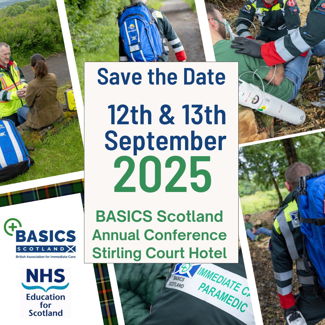 BASICS Scotland (@basicsscotland) on Twitter photo Following the success of our 2024 conference, we're excited to announce the date for our 2025 Annual Conference - 12th & 13th September, Stirling Court.
Mark your calendars for more insights, networking, and pre-hospital care education.
<a href="/NHS_Education/">NHS Education for Scotland (NES)</a> <a href="/CSMEN1/">NES Clinical Skills Managed Educational Network</a> <a href="/Scotambservice/">Scottish Ambulance</a> Following the success of our 2024 conference, we're excited to announce the date for our 2025 Annual Conference - 12th & 13th September, Stirling Court.
Mark your calendars for more insights, networking, and pre-hospital care education.
<a href="/NHS_Education/">NHS Education for Scotland (NES)</a> <a href="/CSMEN1/">NES Clinical Skills Managed Educational Network</a> <a href="/Scotambservice/">Scottish Ambulance</a>