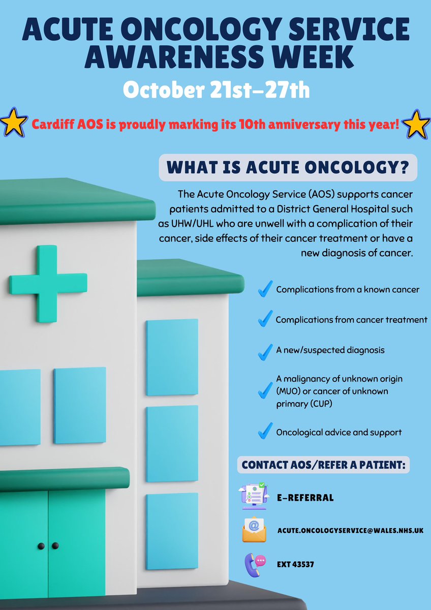 AOS_CAV (@aos_cav) on Twitter photo This week is Acute Oncology Awareness Week! We are also celebrating 10 years of AOS in Cardiff ๐๐ป ๐ฅณ come and say hello to us down in concourse UHW this afternoon! ๐๐ผ <a href="/CV_UHB/">Cardiff and Vale University Health Board</a> This week is Acute Oncology Awareness Week! We are also celebrating 10 years of AOS in Cardiff ๐๐ป ๐ฅณ come and say hello to us down in concourse UHW this afternoon! ๐๐ผ <a href="/CV_UHB/">Cardiff and Vale University Health Board</a>