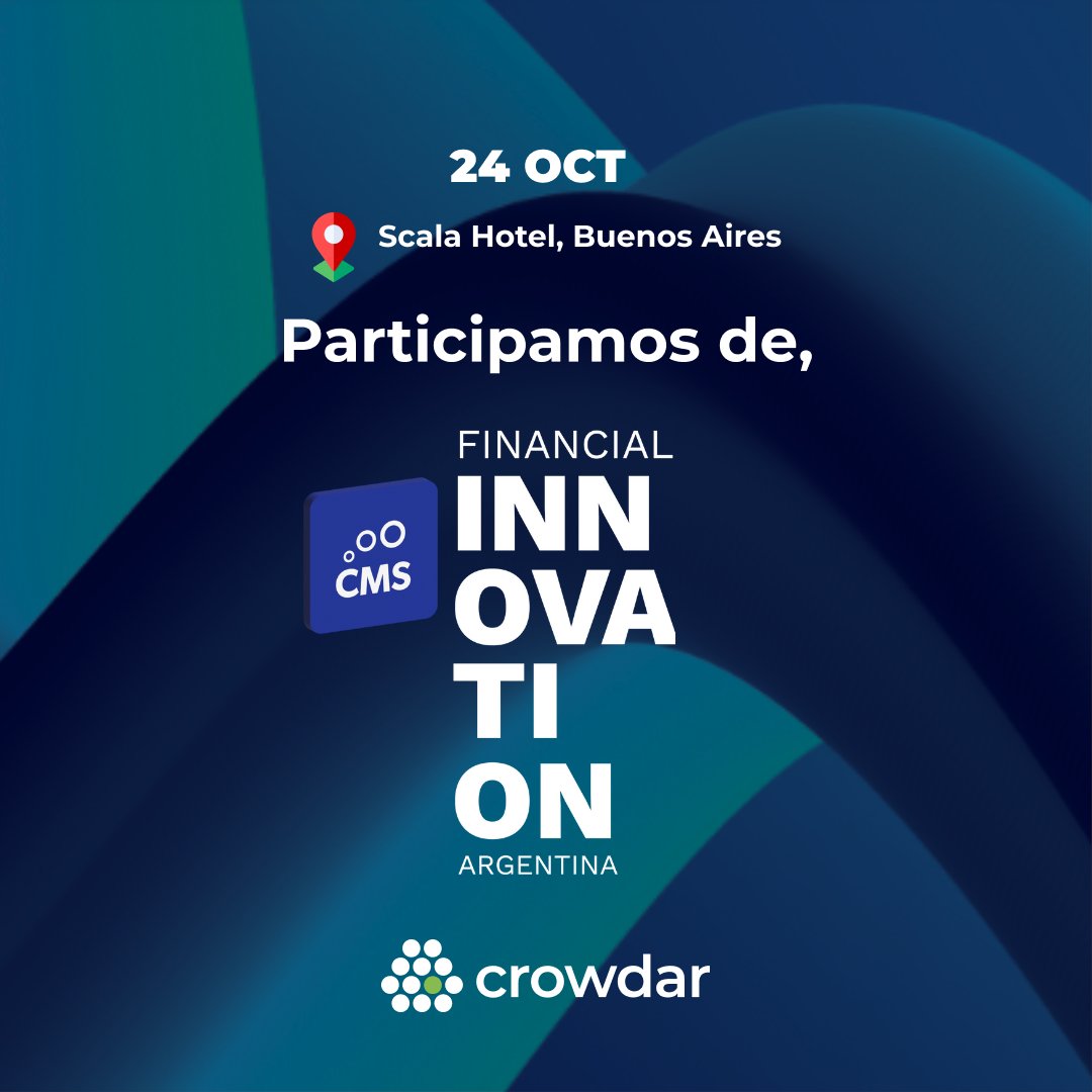 ¡Mañana en CMS Financial Innovation en Argentina! 

Martín Goñi de Crowdar estará allí para impulsar la innovación financiera. 
Agenda una reunión 1 a 1: meetings.hubspot.com/martin-alejand…

📅 24 oct 📍 Scala Hotel, Buenos Aires

#Crowdar #Fintech #TransformaciónDigital #Networking