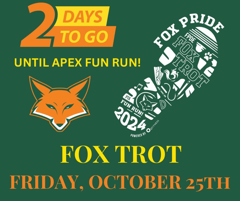Forest Pines Drive PTA (@forestpinespta) on Twitter photo <a href="/FPDES/">Forest Pines Drive</a> we are 2 DAYS away from Fox trot! Get those pledges in and continue to share share share! <a href="/FPDES/">Forest Pines Drive</a> we are 2 DAYS away from Fox trot! Get those pledges in and continue to share share share!