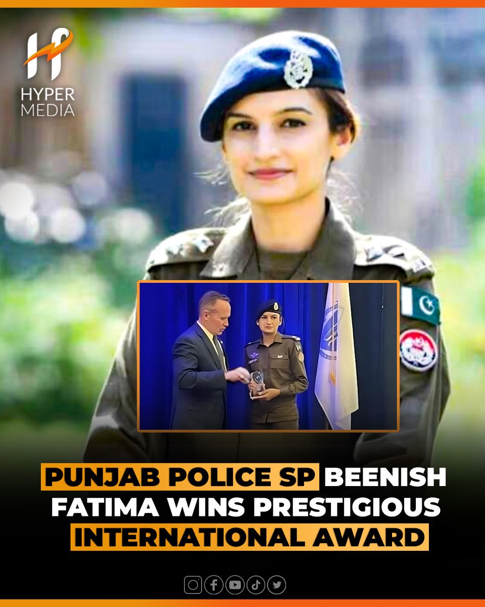 hypermediaTv100's tweet photo. SP Beenish Fatima, currently the Chief Traffic Officer in Rawalpindi, has been honored with the prestigious '2024 IACP 40 Under 40' award by the International Association of Chiefs of Police. 
#BeenishFatima #IACP40Under40 #PakistanPride #PunjabPolice #hypermedia https://t.co/CvykhEz9KT