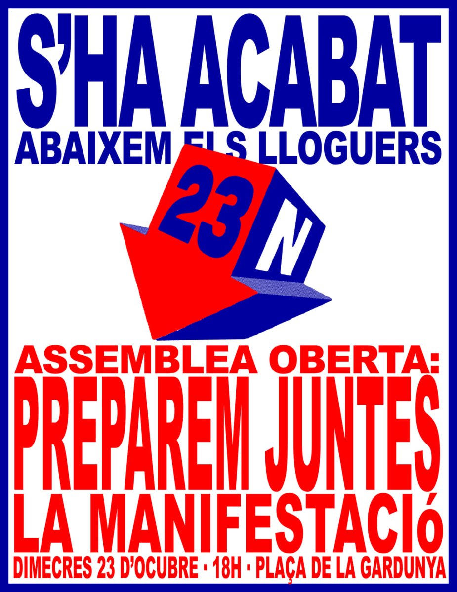 Queda un mes per la mani del #23N 

Avui ens organitzem per fer que sigui massiva 🔥