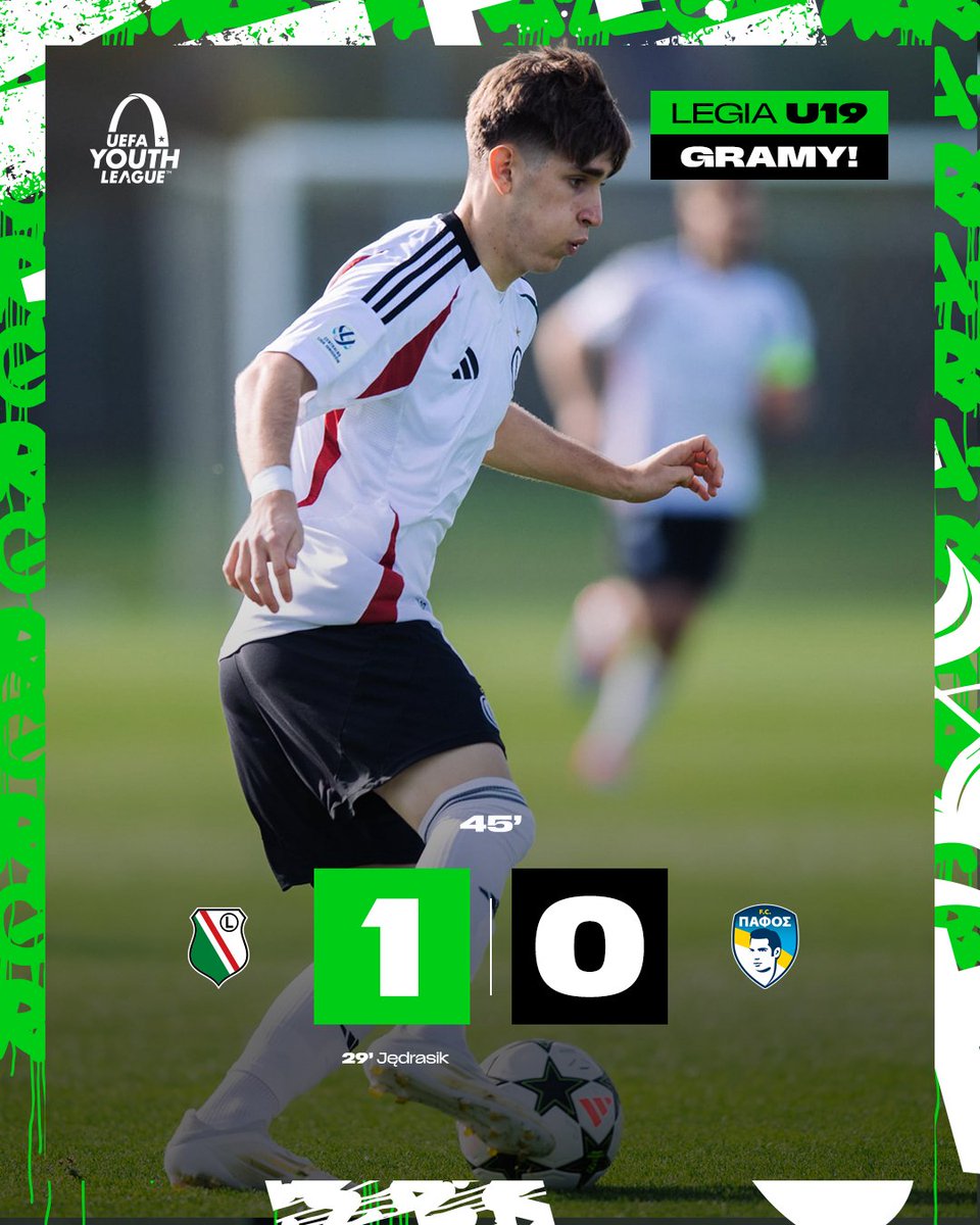 45' Koniec pierwszej połowy! Do przerwy prowadzimy 1:0 po golu Jakuba Jędrasika. | #UYL
