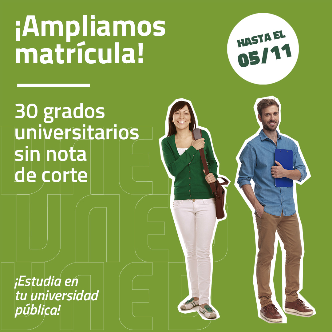 ¿No te dio tiempo matricularte? la UNED amplia el plazo hasta el 5 de noviembre. No te lo pienses!!.Accede al siguiente enlace:
uned.es/universidad/in…
#alumnos
#Somos2030