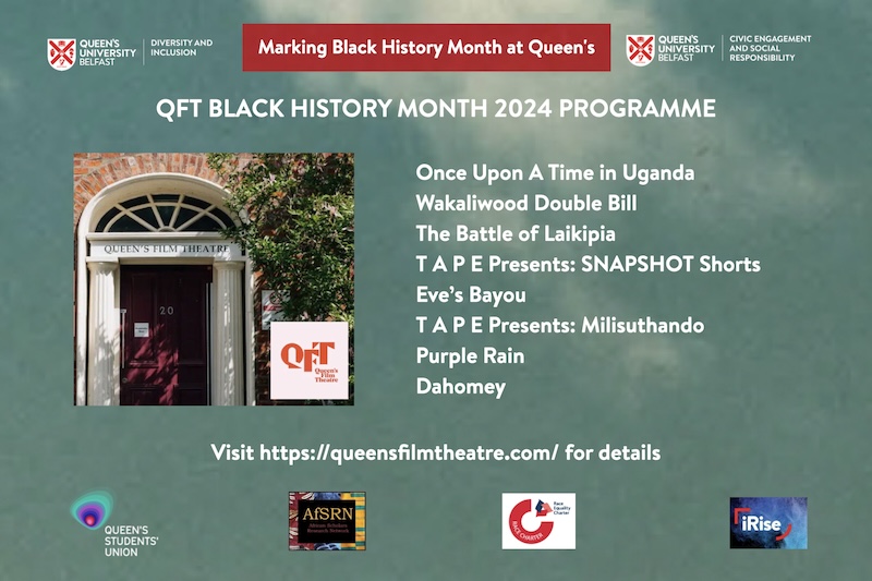 Queen's Staff (@qubstaff) on Twitter photo For #BlackHistoryMonth2024 <a href="/QUBelfast/">Queen's University Belfast 🎓</a>, <a href="/QFTBelfast/">Queen's Film Theatre</a> invites you to join in celebrating Black filmmakers and storytellers who have enriched cinema.
🎞️ Remaining films include Purple Rain and Dahomey 👇.
ℹ️ qub.ac.uk/public-engagem… For #BlackHistoryMonth2024 <a href="/QUBelfast/">Queen's University Belfast 🎓</a>, <a href="/QFTBelfast/">Queen's Film Theatre</a> invites you to join in celebrating Black filmmakers and storytellers who have enriched cinema.
🎞️ Remaining films include Purple Rain and Dahomey 👇.
ℹ️ qub.ac.uk/public-engagem…