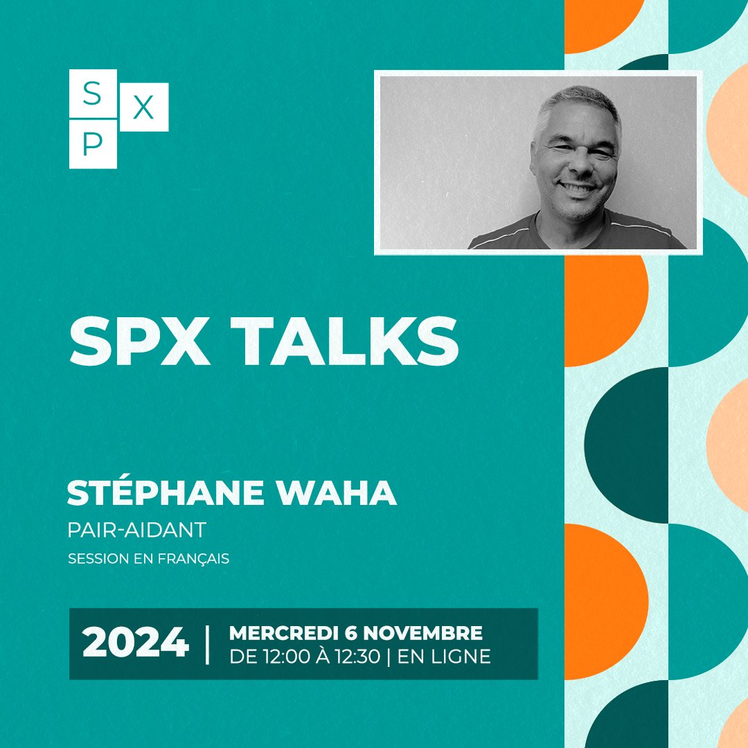 SPXperience's tweet photo. Ne manquez notre prochain rendez-vous des #SPXTalks le 6 novembre de 12h à 12h30 avec @StephaneWAHA sur le thème "Pair-aidance professionnelle : apports et défis pour les équipes" !
✒ Inscription gratuite : https://t.co/ktjgNybcwc

#SPX #webinaire #patient #expériencepatient #pairaidant #pairaidance #santé #PX