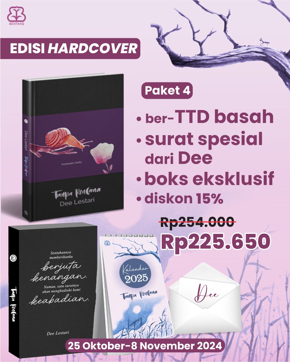 bentangpustaka's tweet photo. @deelestari #DeeLestari #TanpaRencana #AdDEEction #PreOrder #BookLaunching #BentangPustaka #RekomendasiBuku #Kumcer #Fiksi https://t.co/RjAKamUhSz