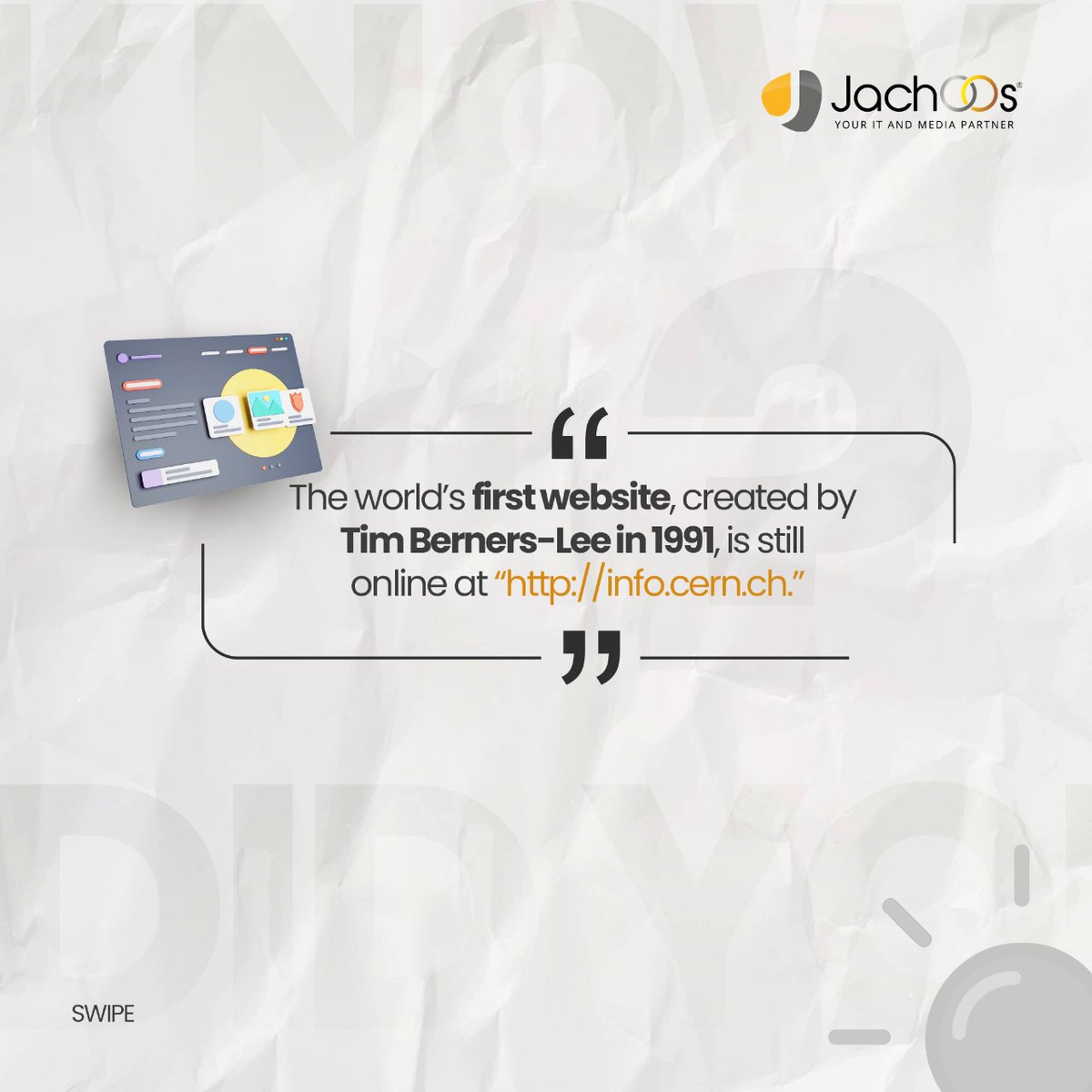 Jachoosacademy's tweet photo. Curious about IT? Discover amazing facts and explore the evolution of tech with JachOOs! 🚀 #TechFacts #Innovation #JachoosTech https://t.co/1CsC7lzYCQ