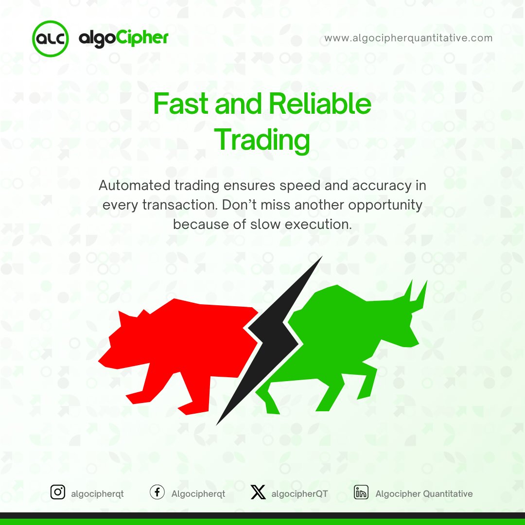 Floras_Desk's tweet image. Fast and Reliable Trading
Automated trading ensures speed and accuracy in every transaction. Don’t miss another opportunity because of slow execution.
#algocipherquantitative #thealgocipheradvantage #tradingautomation #FutureOfTrading #AutomatedTrading #binance