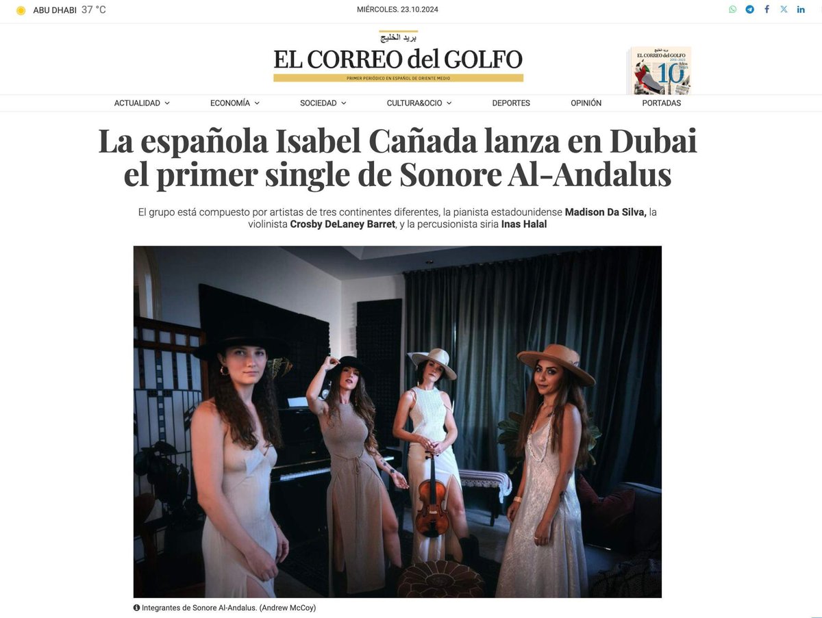 Gracias <a href="/elcorreo_ae/">El Correo del Golfo</a> for this beautiful #interview about our #sinlge debut of #SonoreAlAndalus 

elcorreo.ae/articulo/cultu…