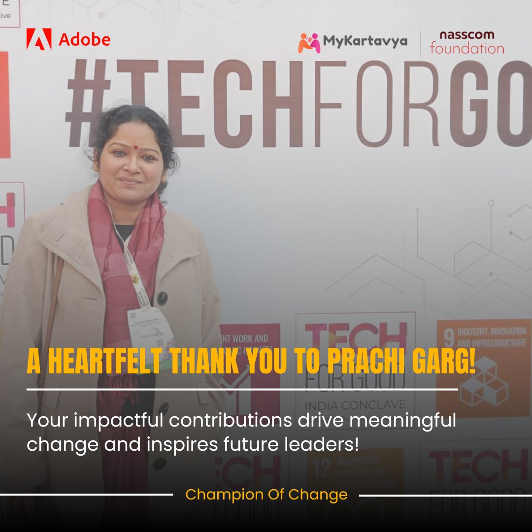 Prachi Garg is turning #skills into opportunities, empowering communities &amp; driving impact!

🌟 Trains NGOs in content creation with Adobe Express 
🌟 Boosts #digital outreach for IFA, CMID, &amp; Sense India 
🌟 Advocates for accessibility &amp; inclusivity in #Adobe tools