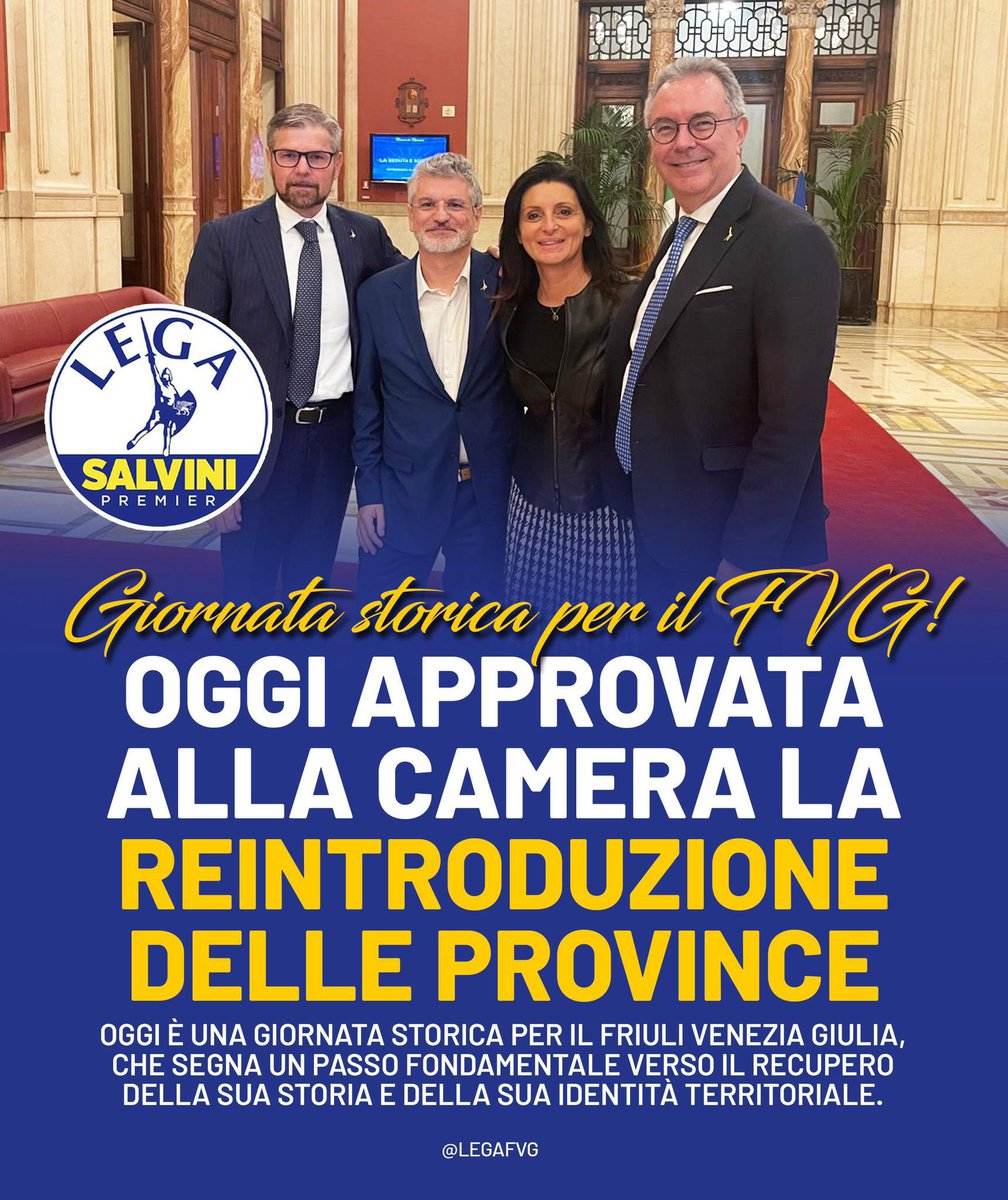 Giornata storica per il Friuli Venezia Giulia! 

  <a href="/M_Fedriga/">Massimiliano Fedriga</a>  <a href="/VanniaGava/">Vannia Gava</a> <a href="/MarcoDreosto/">Marco Dreosto</a> #GrazianoPizzimenti