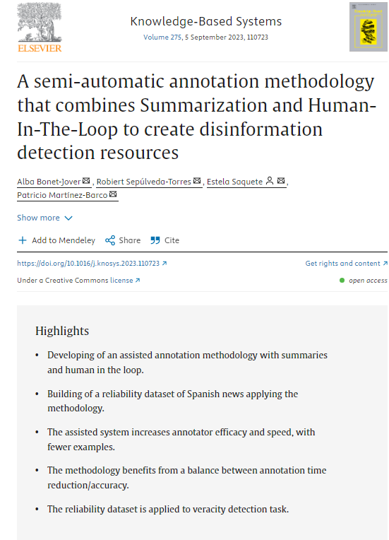 New publication from the <a href="/glpsi/">Hello  i am srinivas</a> group: This research addresses the challenge of early disinformation detection with AI and NLP and introduces a two-level, semi-automatic annotation method based on the Human-in-the-Loop strategy.🔝
doi.org/10.1016/j.knos…
