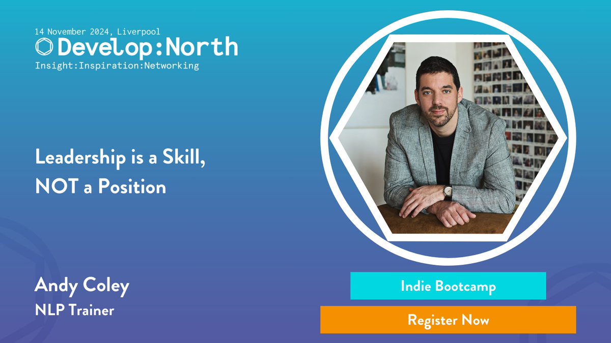 developconf's tweet image. Andy Coley from Game Studio Training will be sharing his extensive knowledge of leadership techniques in an engaging session. This talk will challenge traditional notions of leadership, and explore the concept that everyone has the potential to be a leader. #DevelopNorth