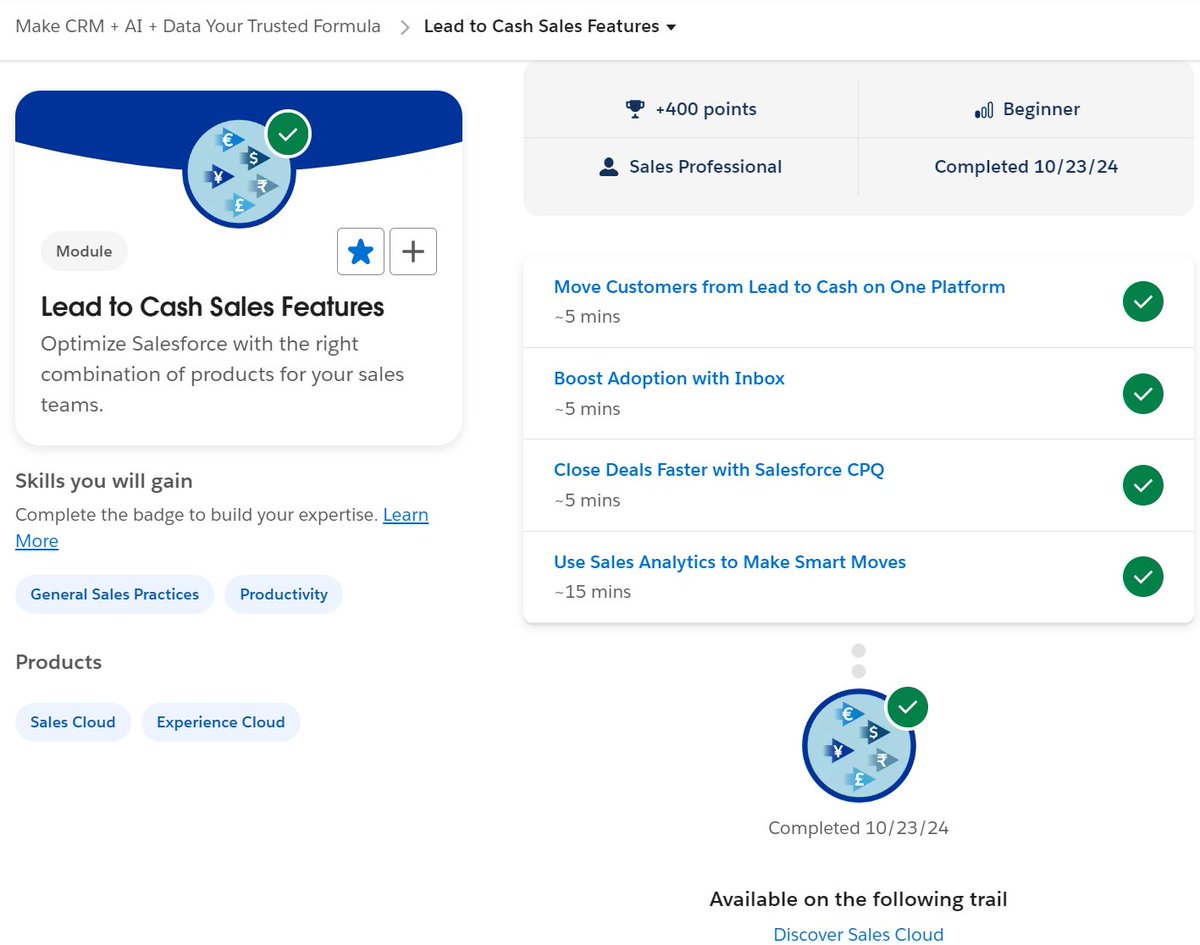 Lead to Cash Sales Features || Trailhead
youtu.be/0dbLOg5nNao