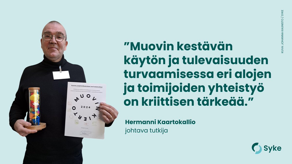 Merten kelluvasta roskasta valtaosa on muovia. Syken meriroskatutkijat palkittiin tänään Muovin kierto -palkinnolla <a href="/yministerio/">Ympäristöministeriö</a> järjestämässä Muovifoorumi-tilaisuudessa. 

<a href="/roskasakki/">Meriroskasakki</a> 
#muovitiekartta #muovit #kiertotalous