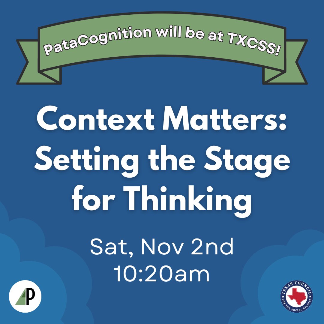 🎆 The <a href="/TxSocialStudies/">TX Social Studies</a> Conference is around the corner and we are so excited! 

➡️ Don't miss our presentation on how to understand, teach, assess, and scaffold contextualization!

💡Employing context is critical to literacy- you don't want to miss this!

#TXCSS2024
