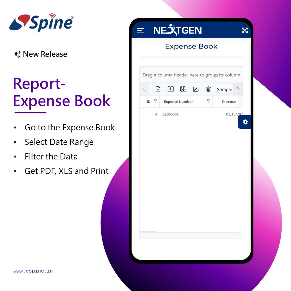 SpineBMS's tweet image. Check out SpineNEXTGEN ERP&apos;s Expense Book Report feature in the Finance module! Easily access full expense reports in PDF, XLS, or CSV formats. Simplify your financial management! 

#SpineNEXTGEN #ERP #stockmarketscrash #war2