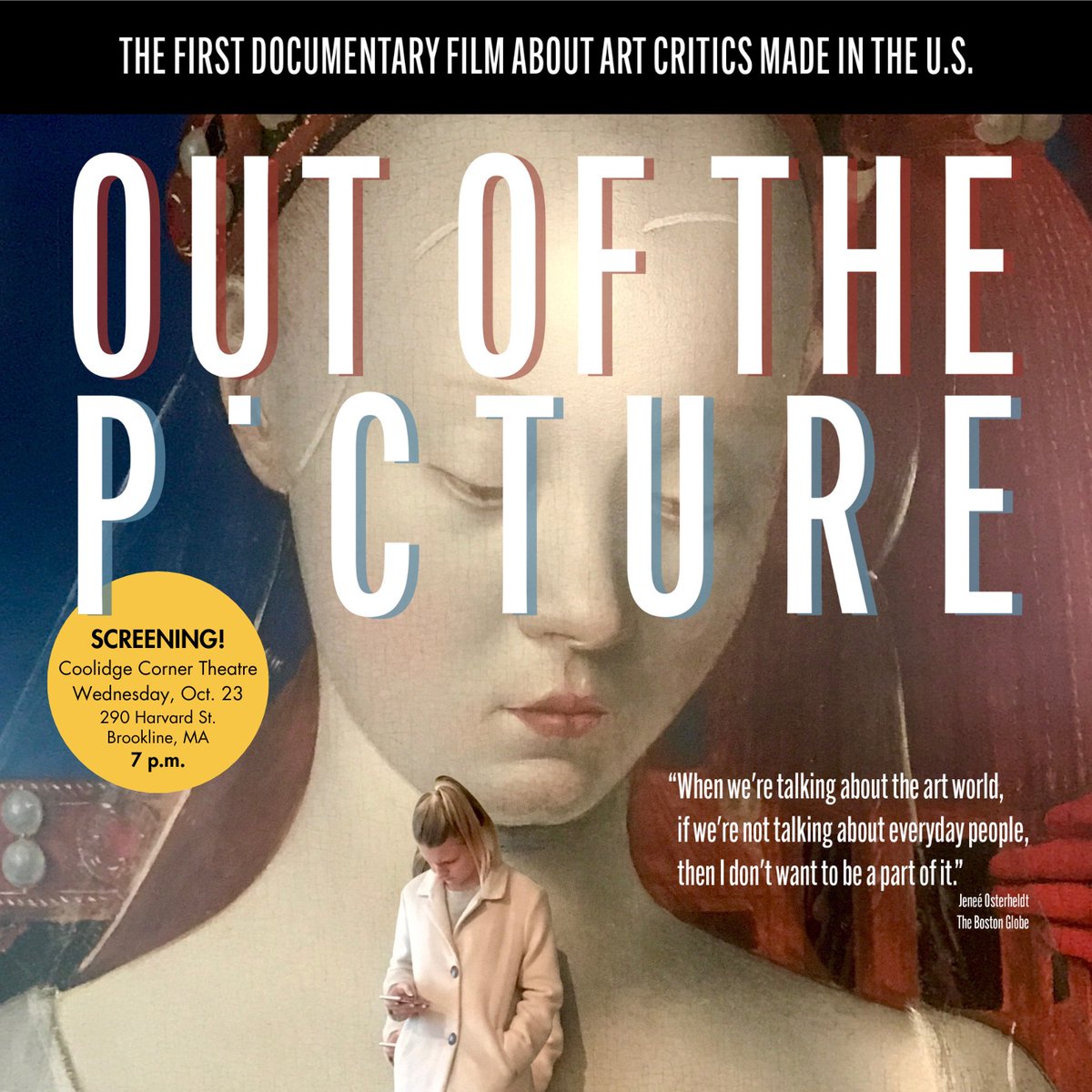 niemanfdn's tweet image. Boston friends: Tonight, 10/23/24, at @thecoolidge, 7 pm, Nieman alum Mary Louise Schumacher screens her documentary about art critics and the future of arts journalism during the #GlobeDocsFF. With insights from Niemans @SincerelyJenee and @CristelaGuerra.