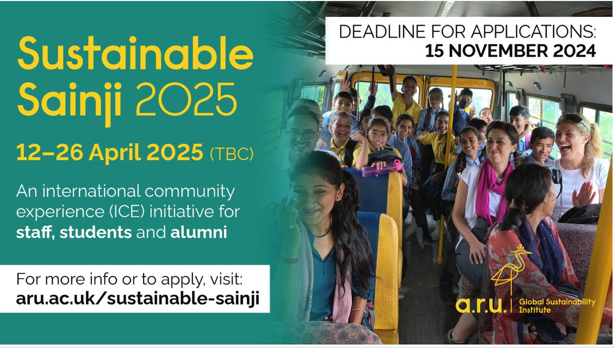 ARU students, staff &amp; alumni are invited to apply to join the Sustainable Sainji 2025 trip - for more info or to apply, visit aru.ac.uk/sustainable-sa…