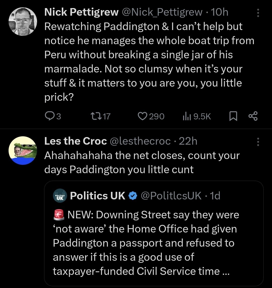 It would seem that the tide has turned against Paddington 😳