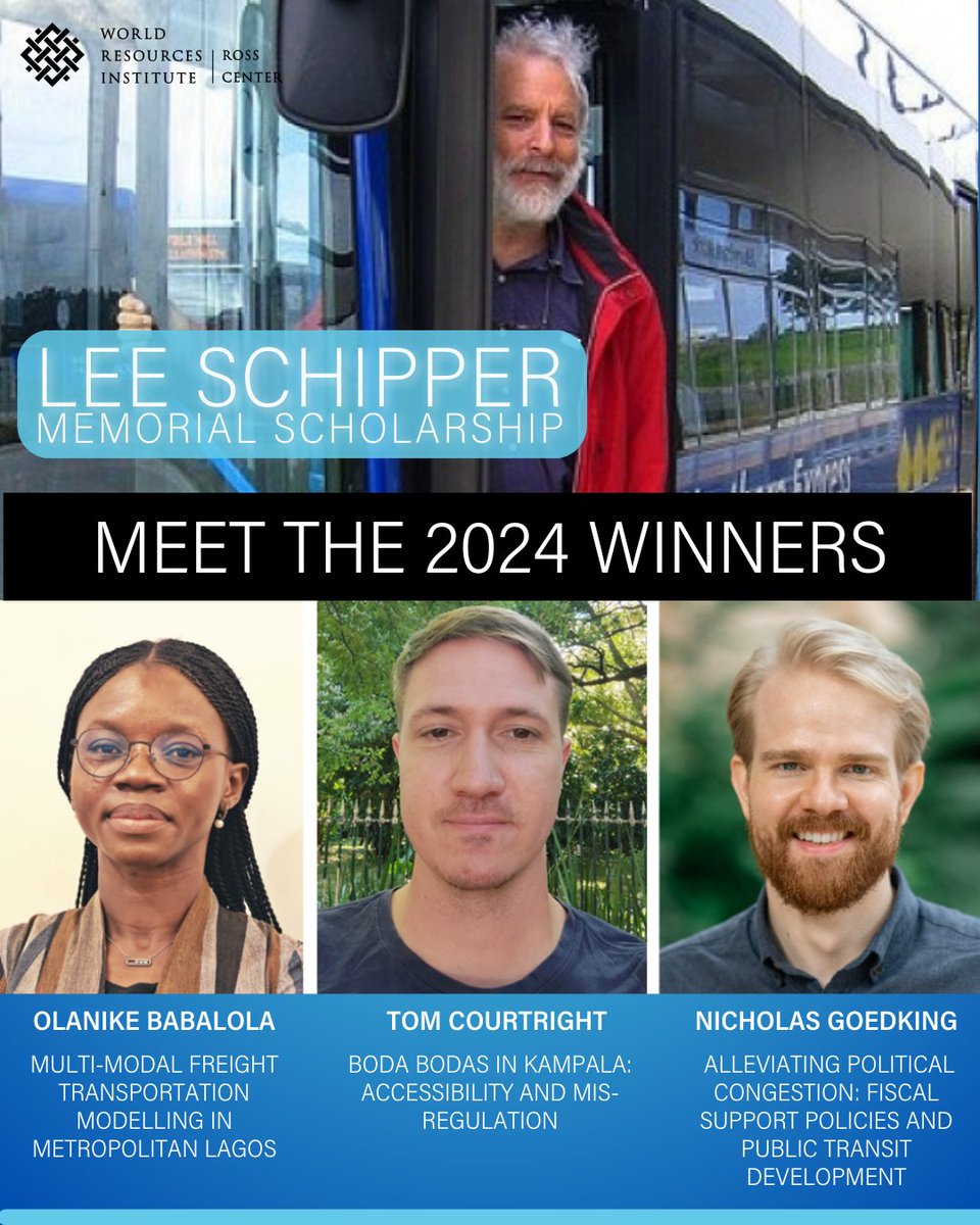 📣 BREAKING: Three outstanding researchers have been awarded the 2024 Lee Schipper Memorial Scholarship for #SustainableTransport and Energy Efficiency for proposals that challenge conventional wisdom in sustainable #transport. 🎉 Meet our awardees ⬇️ 🧵1/6
