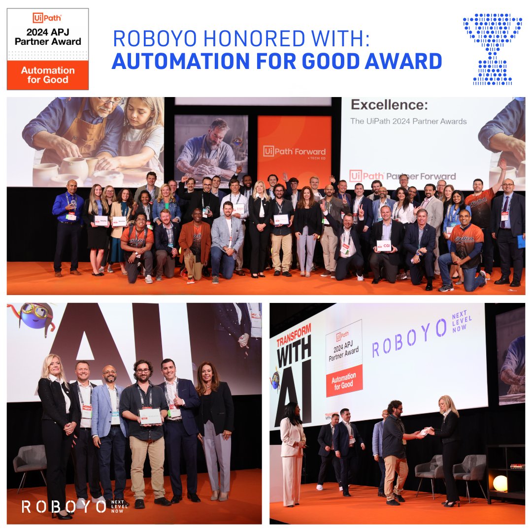 🌟 Proud Moment for Roboyo! 🌟

We’re incredibly proud to share that Roboyo has been awarded <a href="/UiPath/">UiPath</a>'s Automation for Good Partner Award for the APJ region at the UiPath FORWARD conference! 🏆 

💬 Hear more in our press release &gt; zurl.co/a4J0 

#NextLevelNow