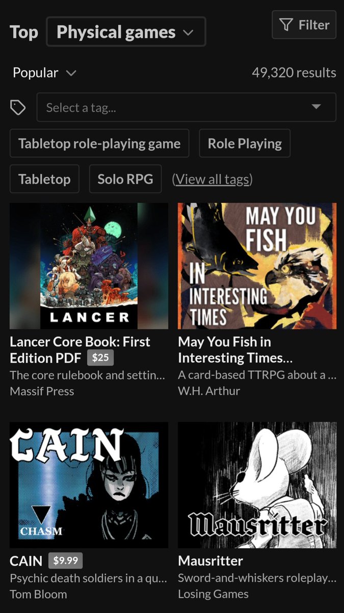 I have no idea why MAY YOU FISH IN INTERESTING TIMES is on the top of itchio's physical games. Referal data only list itch(dot)io, so I don't know what is causing the boost. Anyway, thanks for checking the game out in the past two days! 🎣