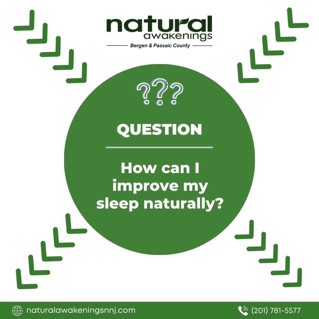 A: Try these tips:
1) Establish a calming bedtime routine. 
2) Avoid screens before bed.
3) Try lavender essential oil for relaxation.
4) Practice deep breathing or meditation before sleep.
.
#sleeptips #holistichealth #askmeanything #naturalawakeningsnnj #bergencountynj #nj