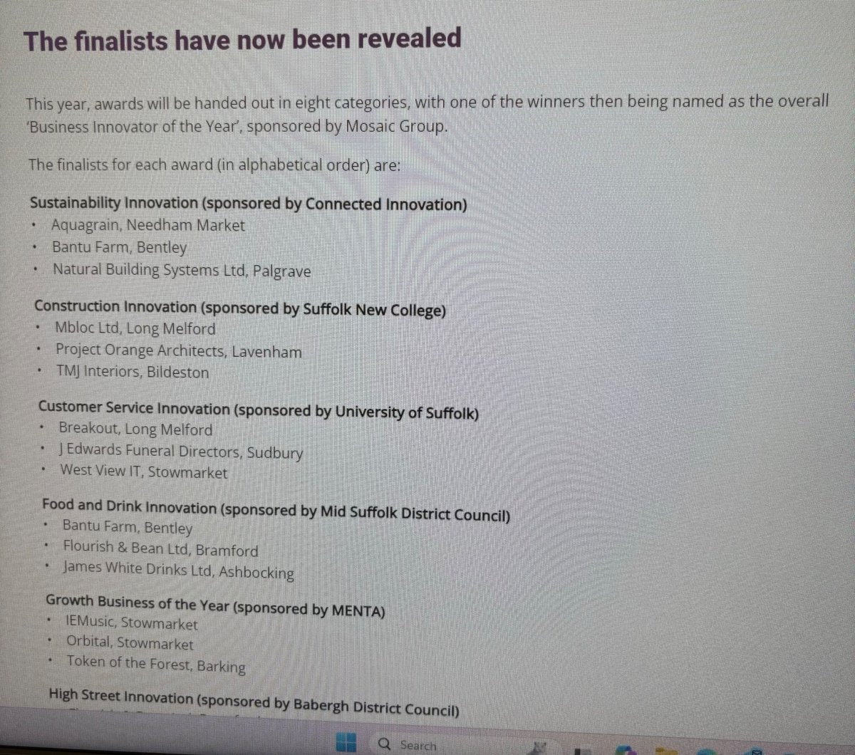 INNOVATION AWARDS 
      Babergh and Mid Suffolk 

J Edwards Independent funeral directors have been shortlisted as a finalist for 
Customer service innovation award 2024.

Iwould like to thank all my team for showing up every day to help make a difference.
