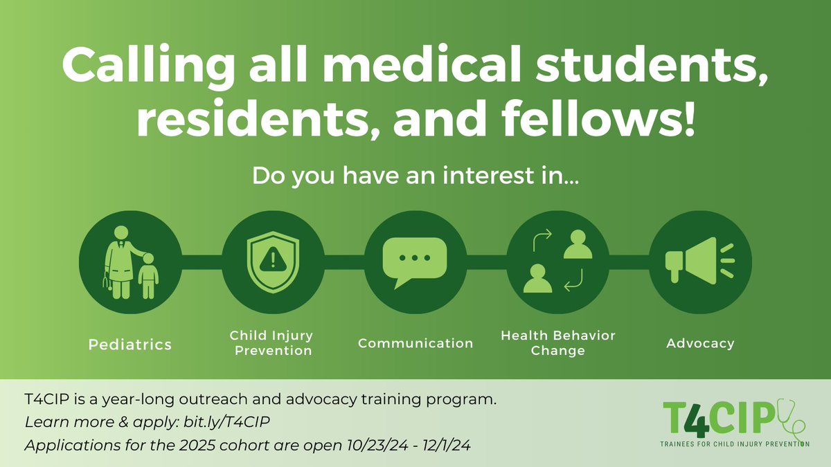 FuturePedsRes (@futurepedsres) on Twitter photo Like what you saw during yesterday's #RulesForTheRoad Day of Action? <a href="/T4CIP_/">T4CIP (Trainees for Child Injury Prevention)</a> is recruiting for next year's cohort! Medical students, pediatric residents, and pediatric fellows are welcome to apply at: bit.ly/T4CIP Like what you saw during yesterday's #RulesForTheRoad Day of Action? <a href="/T4CIP_/">T4CIP (Trainees for Child Injury Prevention)</a> is recruiting for next year's cohort! Medical students, pediatric residents, and pediatric fellows are welcome to apply at: bit.ly/T4CIP