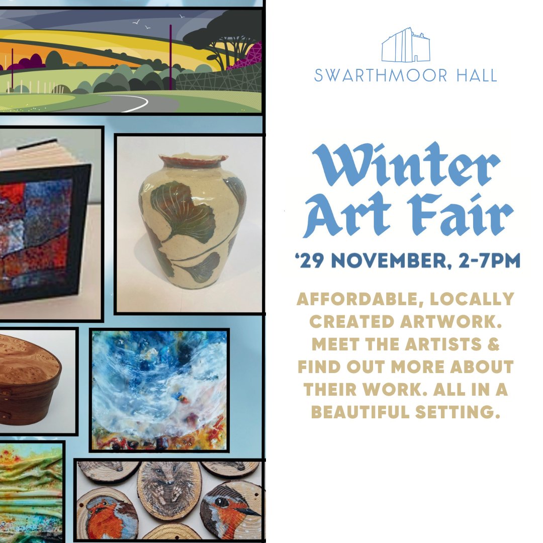 We are hosting our first Winter Arts Fair at Swarthmoor Hall with <a href="/ArtWorks_2021/">ArtWorks - Art4All</a> <a href="/StitchDifferent/">A Stitch Different</a>❄️🖌️ The fair will have a large selection of local artists you can meet to find out more about their work. 

We can't wait to see you there on Friday 29 November, 2-7pm!