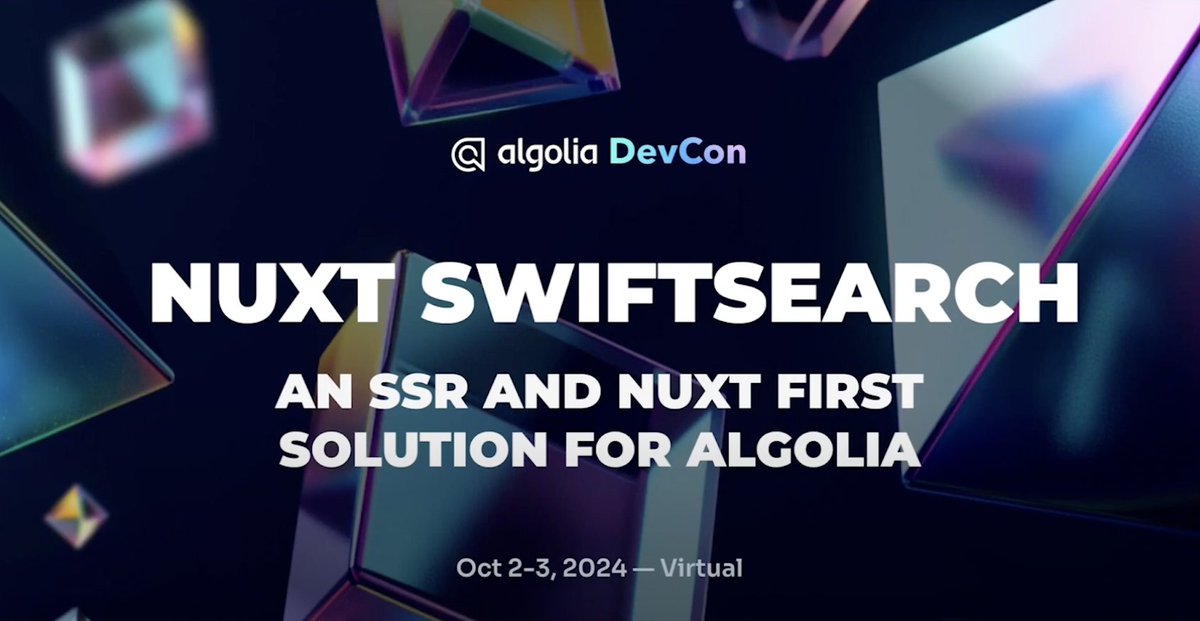 algolia's tweet image. 📢✨Introducing Algolia Ambassador, @MatteoRigoni&apos;s tailor made implementation of #InstantSearch for @nuxt_js 3 — an SSR first solution for #AlgoliaInstantSearch!

Tune-in to his #AlgoliaDevCon session on-demand to see it in ACTION 🎬 

Catch the full replay →…