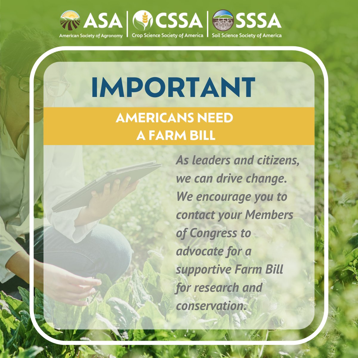 ASA_CSSA_SSSA's tweet image. 👋 The U.S. Farm Bill expired, affecting funding for agriculture and sustainable programs. Contact your Members of Congress to advocate for change: ow.ly/pX0Q50TJ8Ah #FarmBill #ContactYourRep