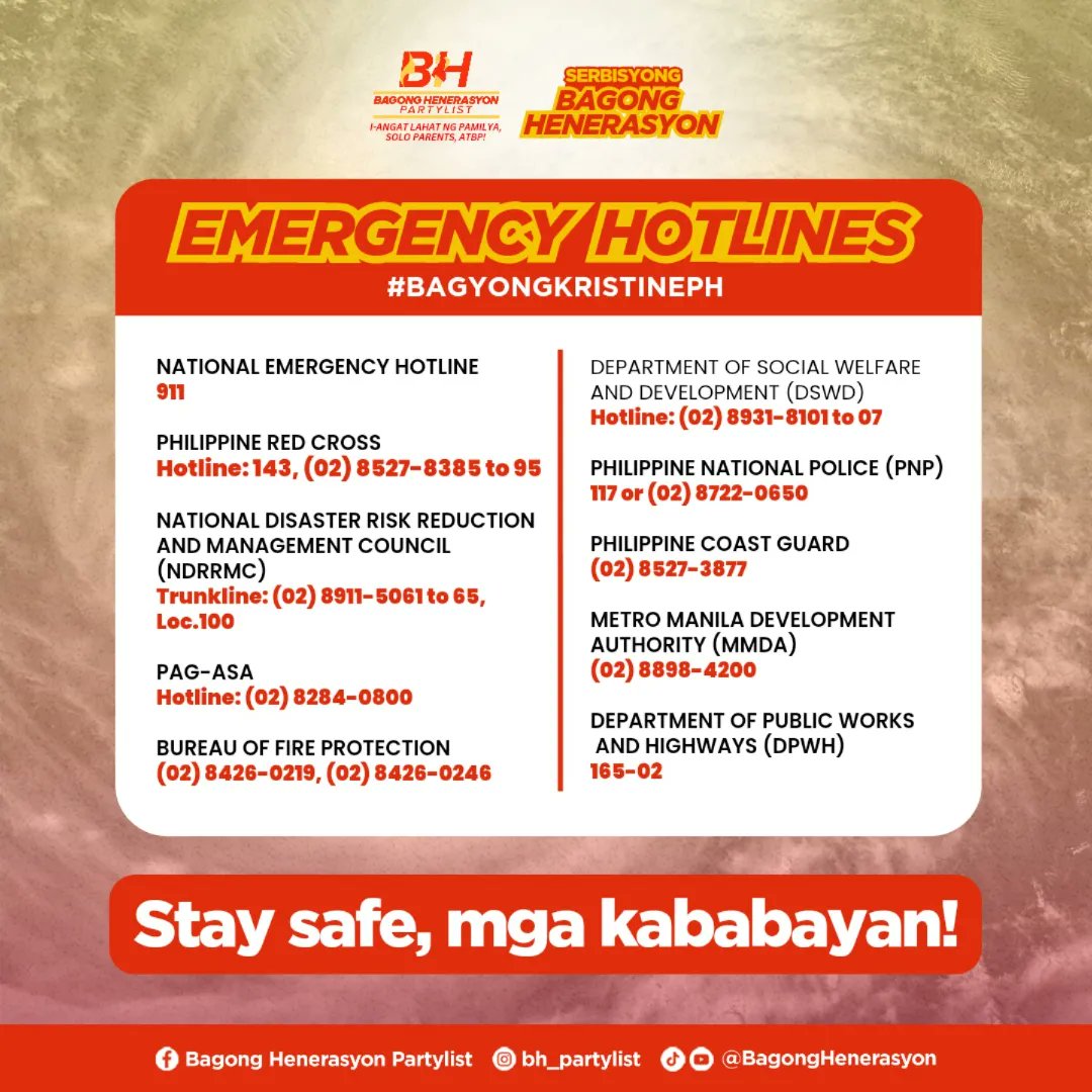 BH_Partylist's tweet photo. Mga ka-BH, narito po ang ilang safety tips at emergency hotlines na maari niyong tawagan sa oras ng inyong pangangailangan.

Ibayong ingat po, mga kababayan.

#94BHBagongHenerasyonPartylist
#BHBagongHenerasyonPartylist 
#BHBagongHenerasyonSoloParentSupport
#BernadetteHerrera. https://t.co/mzqUwMxw2p