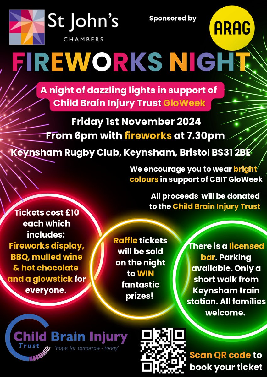 cbituk's tweet photo. The wonderful @StJohnsChambers are holding a fireworks night to raise money for @cbituk on Friday 1st November, during #GloWeek
Anyone local to the Bristol area, tickets are still available!
Click here to get yours:
https://t.co/6fRmunLta9
Huge thanks to sponsors @ARAG https://t.co/WZAvuh58hE