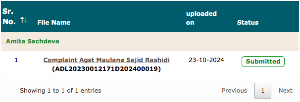 By the grace of Bhagwan Shri Krishna, the Petition under Section 175(3) of the BNS, seeking the registration of an FIR against Maulana Sajid Rashidi and an Action Taken Report from the Delhi Police, has been successfully filed in the Court. 

We will soon know the date of listing
