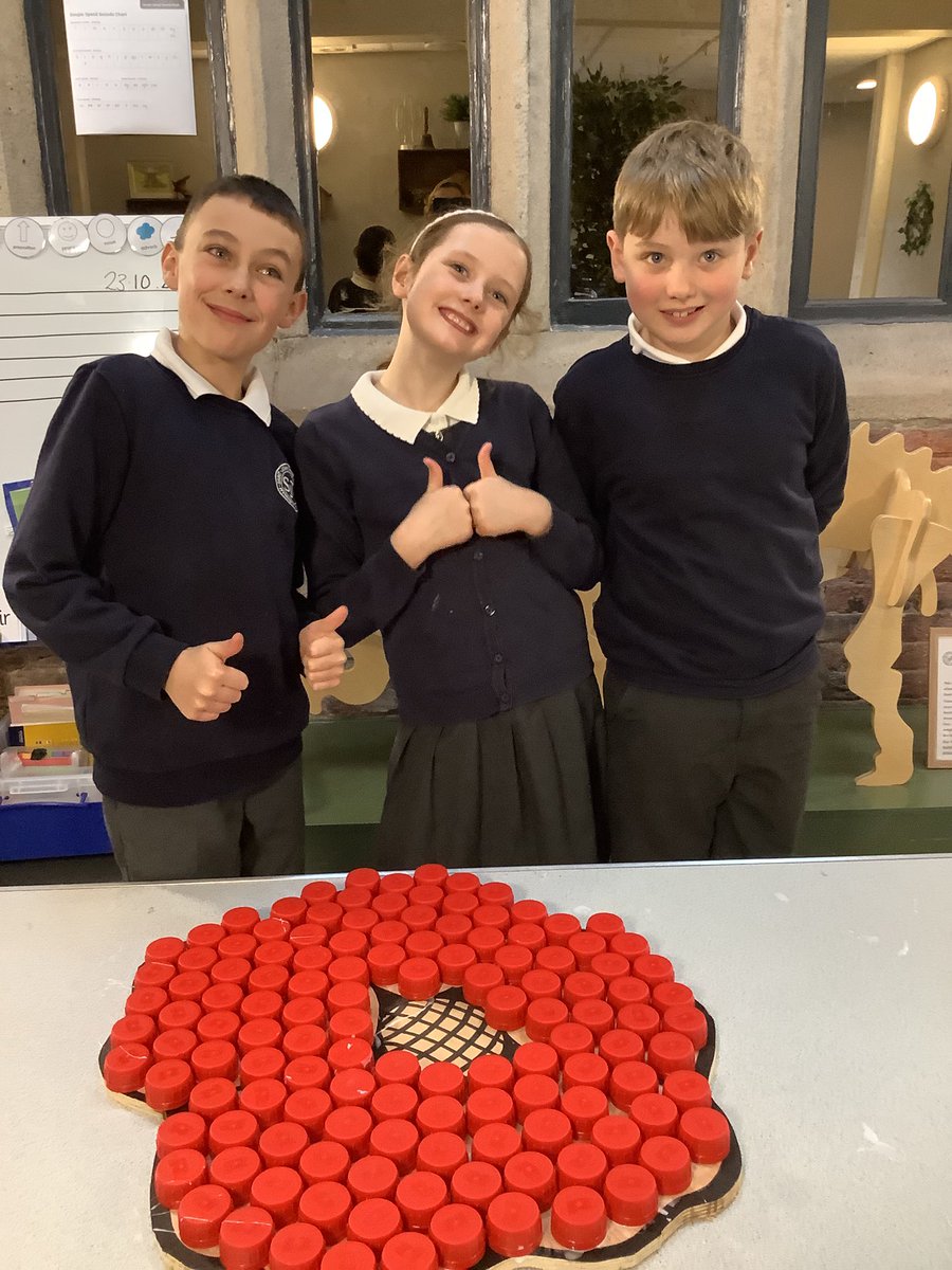 Some members of our Ethos group met today to prepare for Remembrance Day to create a poppy using recycled materials that were donated to us.